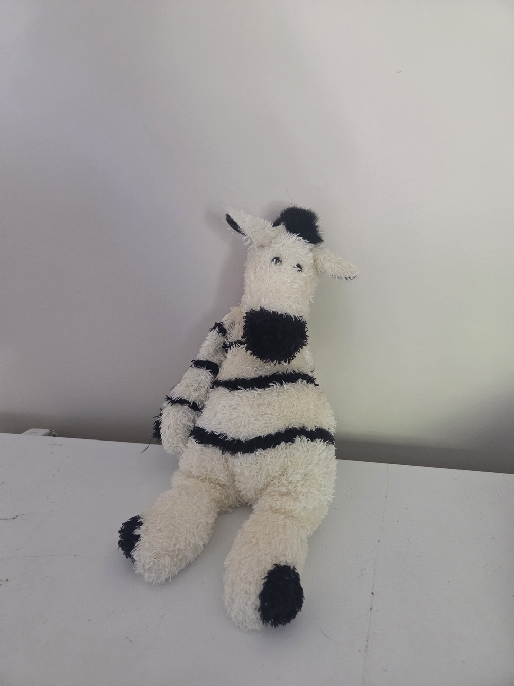 Jellycat London Junglie Bunglie Zebra Plush White Black Shaggy Stuffie Plush 19”